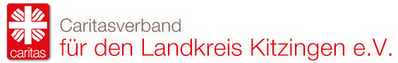 Logo des Caritasverbands für den Landkreis Kitzingen e. V. mit rotem Caritas-Kreuz und Schriftzug. Wohlfahrtsverband für soziale Dienstleistungen, Beratung und Unterstützung im Gesundheits- und Pflegebereich.